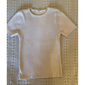 Zeagoo Womens Shirt Tan Ribbed Short Sleeve Stretch Wardrobe Staple Size XL